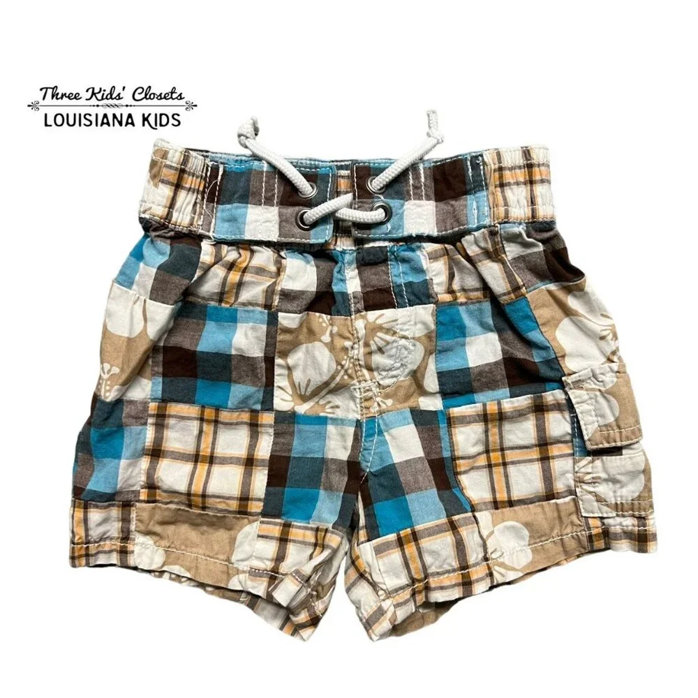 Gymboree 12-18m Madras Plaid Tropical Floral Shorts